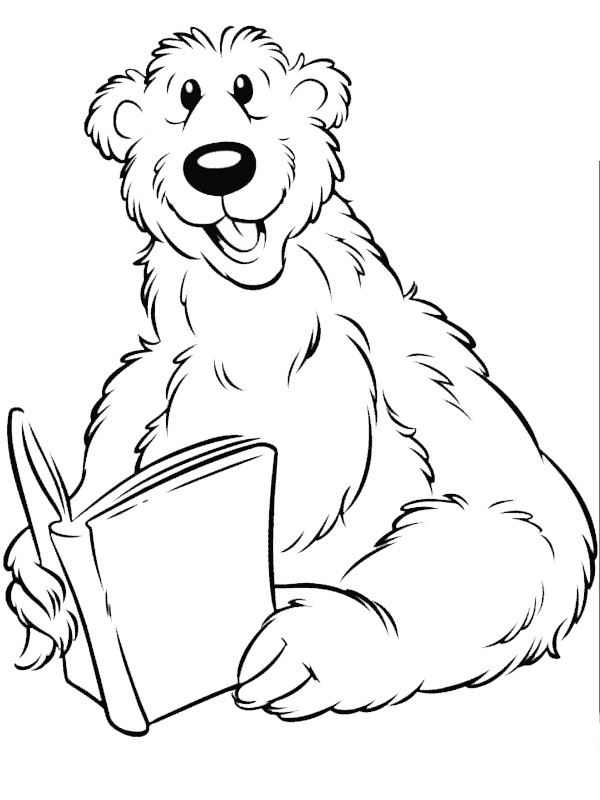 Der Bär liest ein Buch Ausmalbild