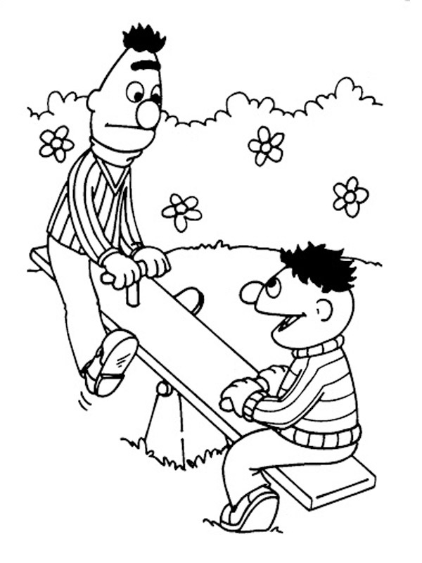 Bert und Ernie auf der Wippe Ausmalbild