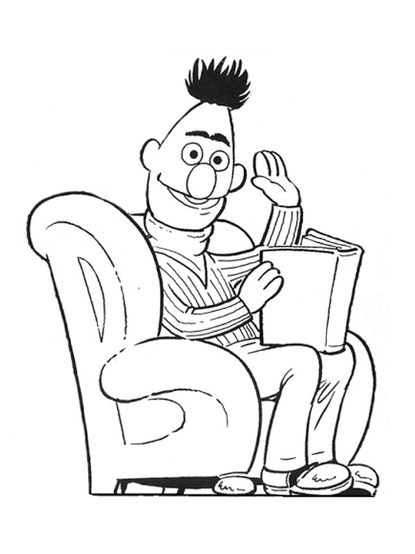 Bert liest ein Buch Ausmalbild Bert liest ein Buch Ausmalbild