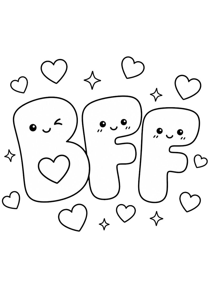 Niedliche BFF-Buchstaben Ausmalbild Niedliche BFF-Buchstaben Ausmalbild