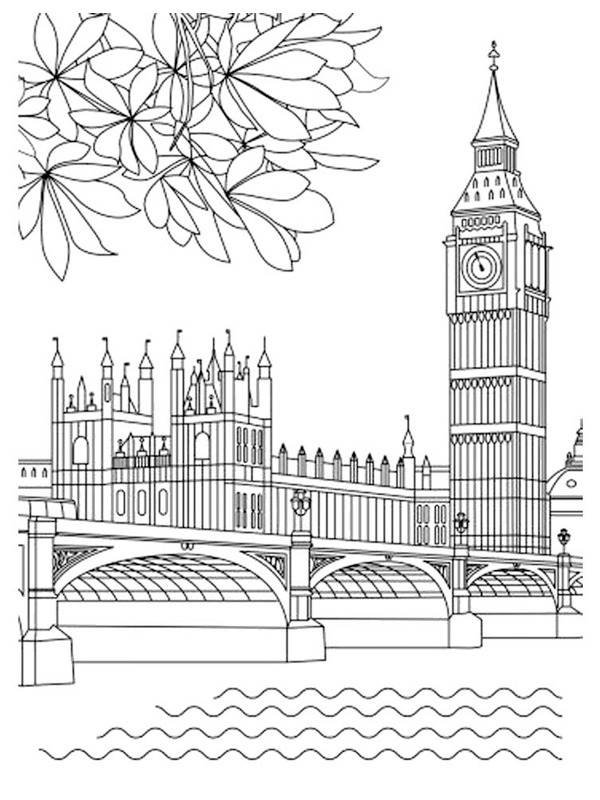 Big Ben, (Elizabeth Tower) Ausmalbild