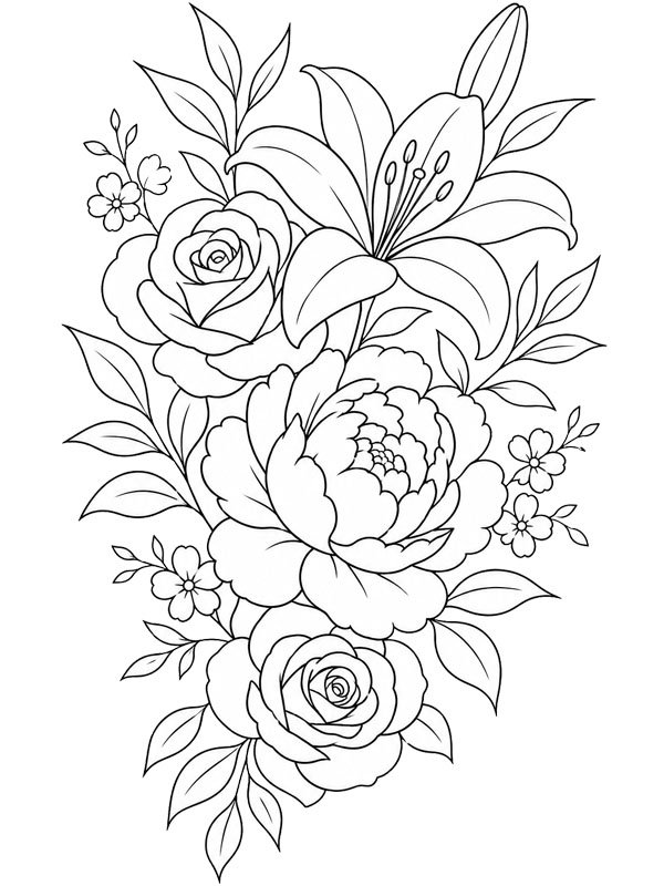 Blumen-Tattoo Ausmalbild Blumen-Tattoo Ausmalbild