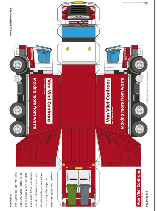 Modellbogen Müllwagen Ausmalbild