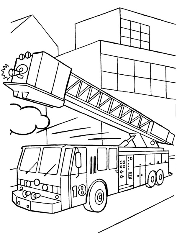 Feuerwehr-Leiterfahrzeug Ausmalbild