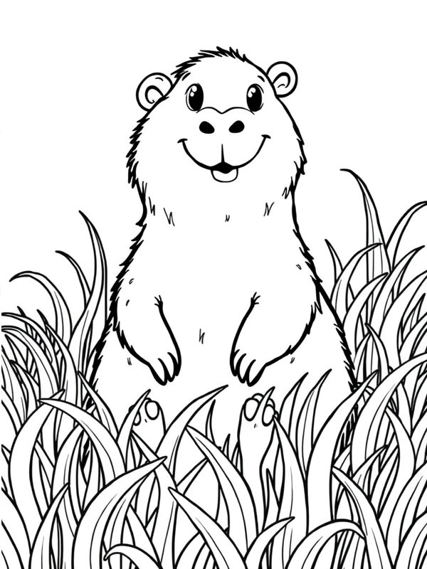Capybara im Gras Ausmalbild Capybara im Gras Ausmalbild