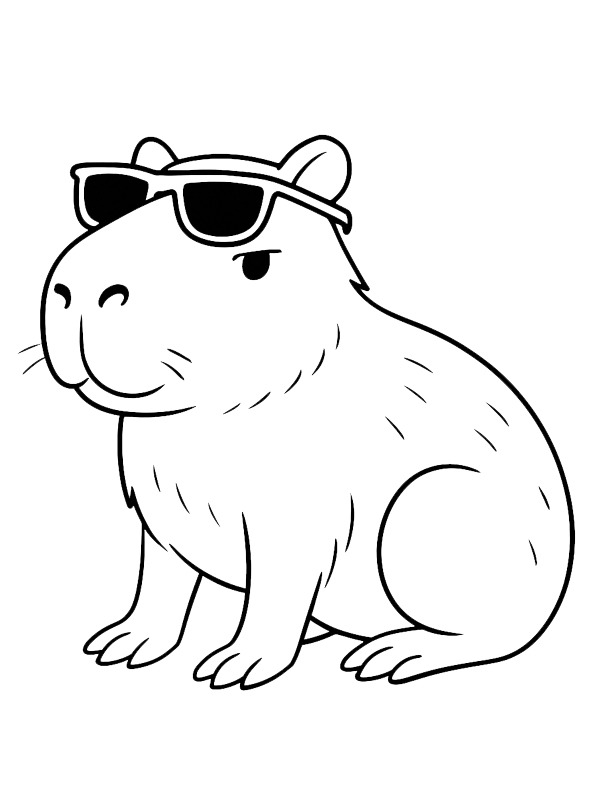 Capibara mit Sonnenbrille Ausmalbild Capibara mit Sonnenbrille Ausmalbild
