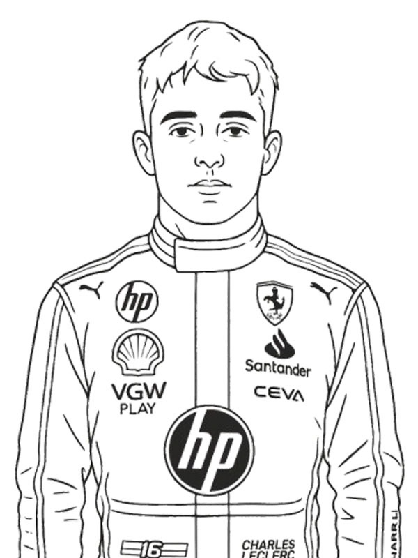 Charles Leclerc Ausmalbild Charles Leclerc Ausmalbild