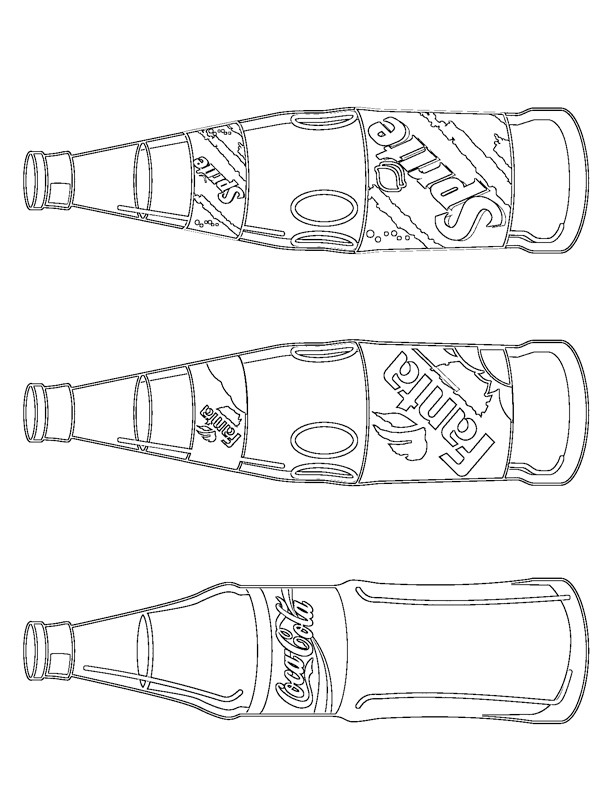 Cola, Fanta und Sprite Flaschen Ausmalbild