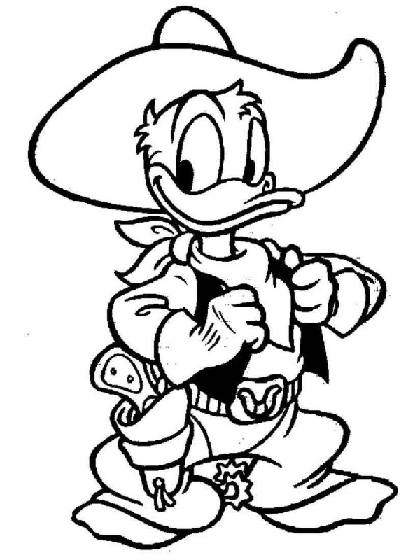 Cowboy Donald Duck Ausmalbild