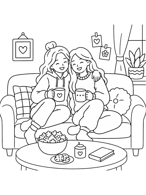 Cozy BFF Ausmalbild Cozy BFF Ausmalbild