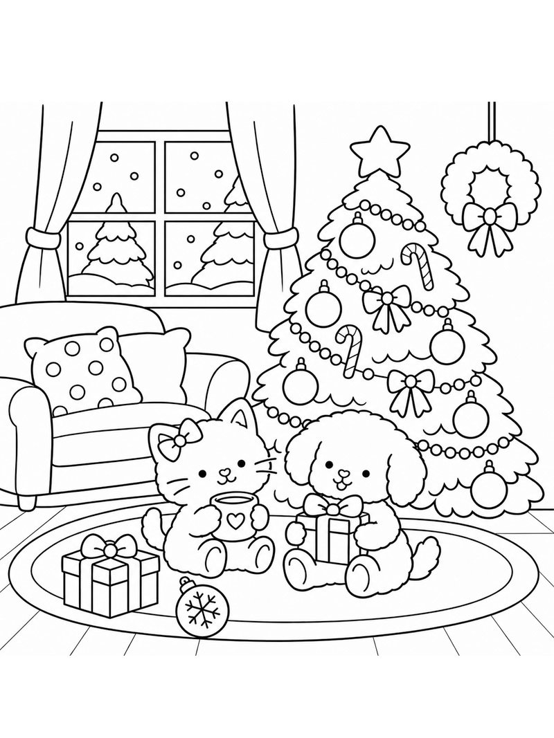 Cozy Weihnachten Ausmalbild Cozy Weihnachten Ausmalbild