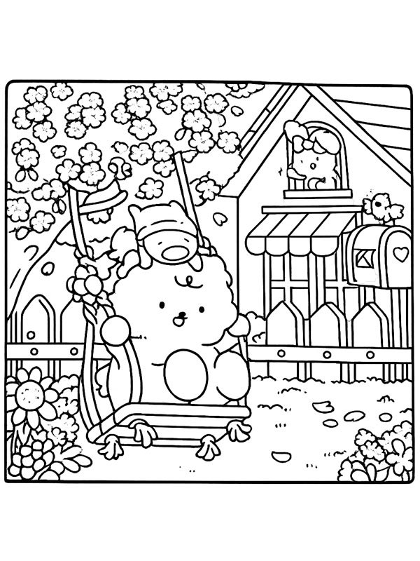 Cozy schaukeln Ausmalbild