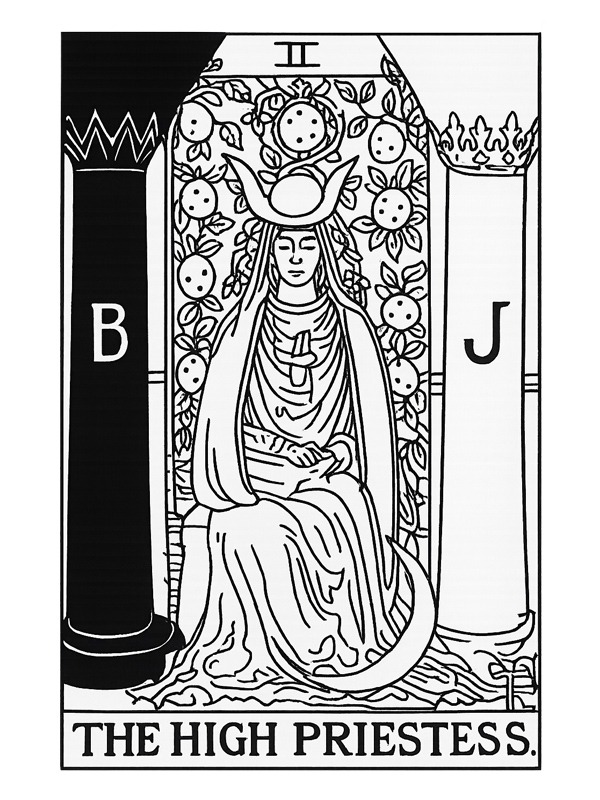 Die Hohepriesterin Tarotkarte Ausmalbild Die Hohepriesterin Tarotkarte Ausmalbild