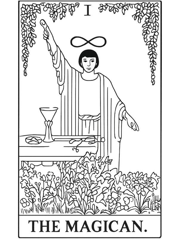 Der Magier tarotkarte Ausmalbild Der Magier tarotkarte Ausmalbild