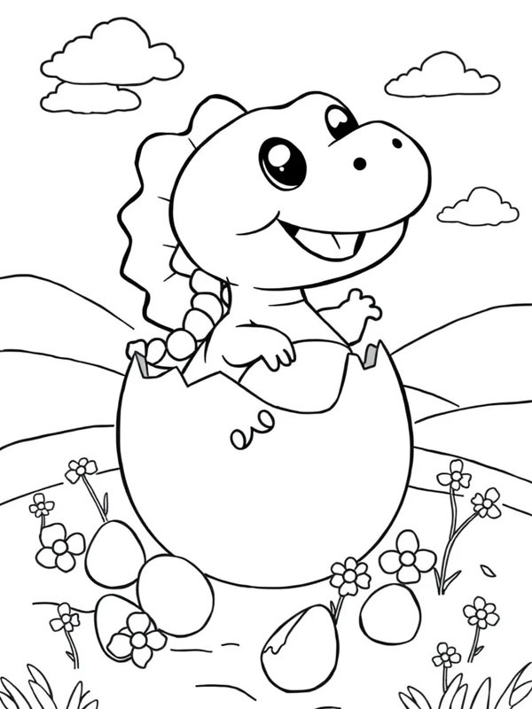 Dinosaurier schlüpft aus dem Ei Ausmalbild Dinosaurier schlüpft aus dem Ei Ausmalbild
