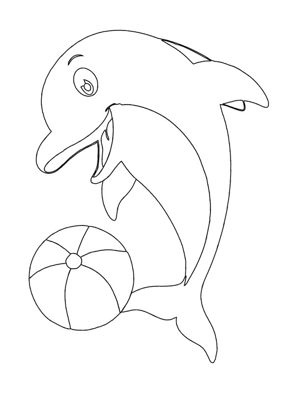 Delfin jongliert Ball Ausmalbild