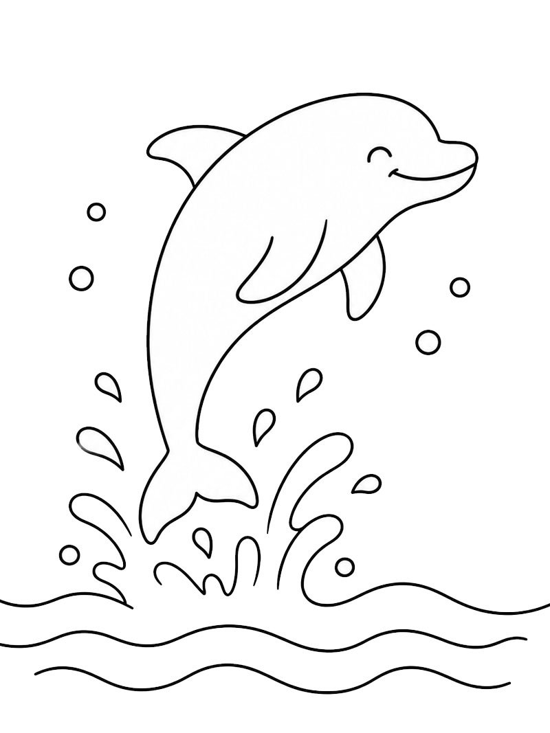 Delfin springt aus dem Wasser Ausmalbild Delfin springt aus dem Wasser Ausmalbild