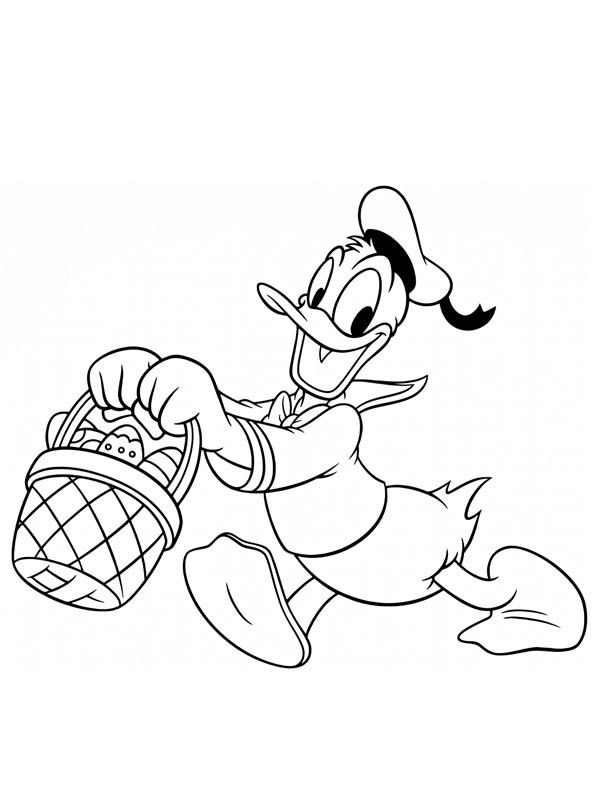 Donald Duck mit Osterkorb Ausmalbild Donald Duck mit Osterkorb Ausmalbild