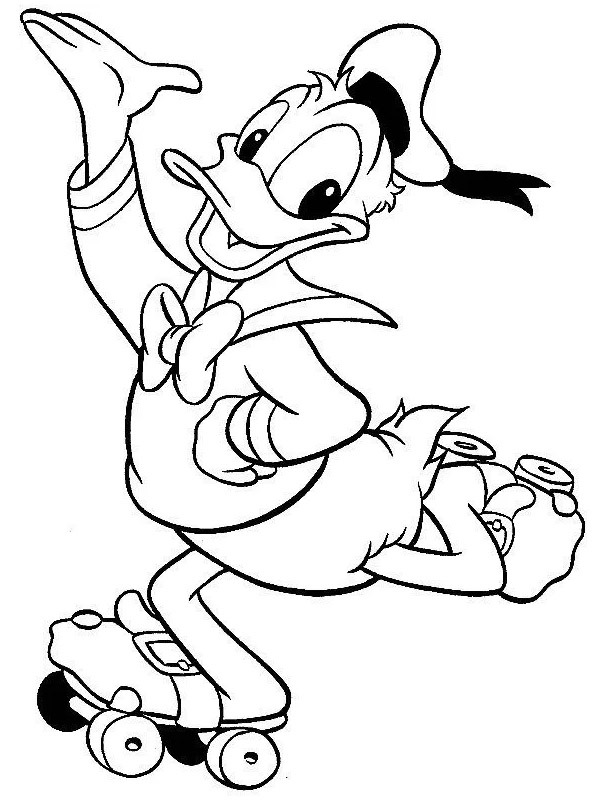 Donald Duck auf Rollschuhen Ausmalbild
