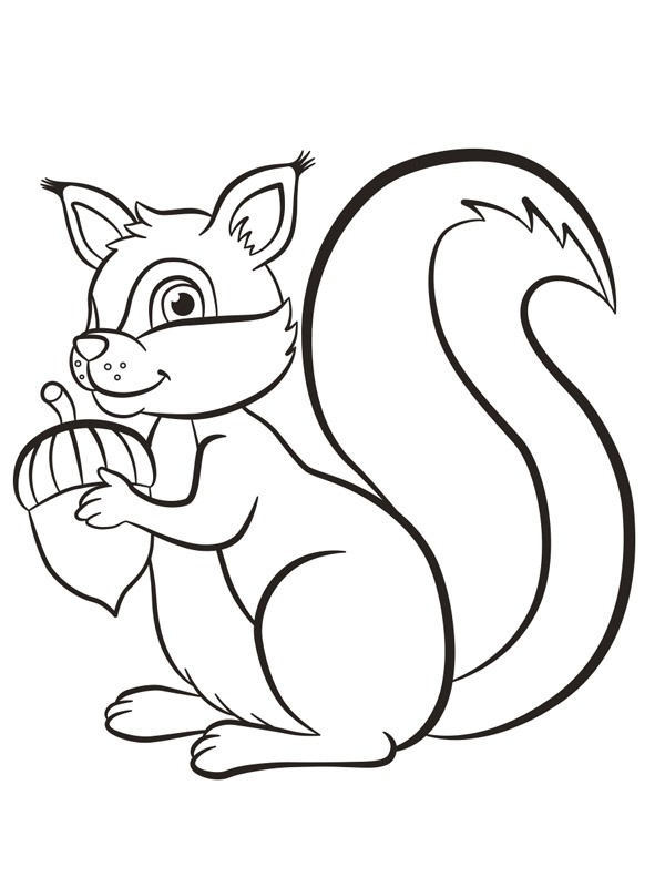 Eichhörnchen mit Eichel Ausmalbild