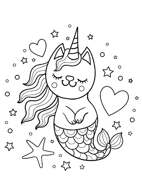 Einhorn Katze Meerjungfrau Ausmalbild