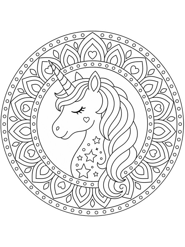 Einhorn-Mandala Ausmalbild Einhorn-Mandala Ausmalbild
