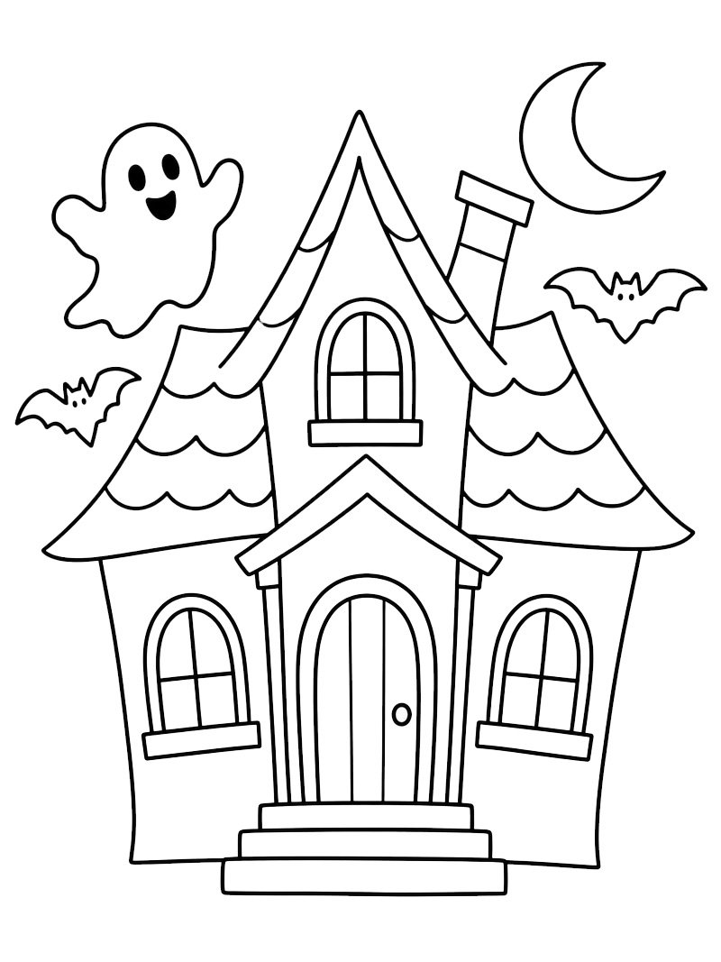 Einfaches Geisterhaus Ausmalbild Einfaches Geisterhaus Ausmalbild