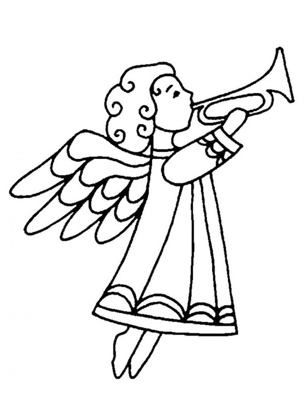 Engel mit Trompete Ausmalbild