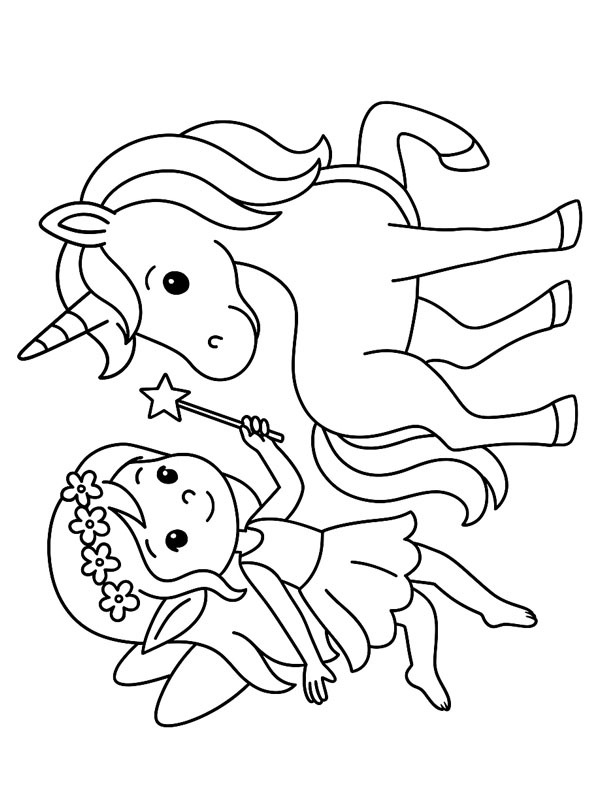 Fee und Einhorn Ausmalbild Fee und Einhorn Ausmalbild
