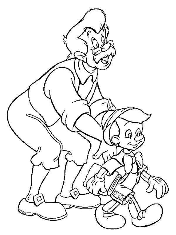 Geppetto und Pinocchio Ausmalbild