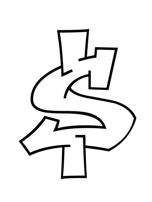 Graffiti-Dollarzeichen Ausmalbild
