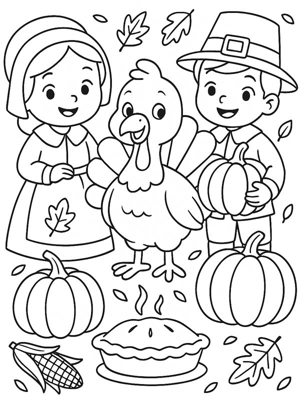 Fröhliches Thanksgiving Ausmalbild Fröhliches Thanksgiving Ausmalbild