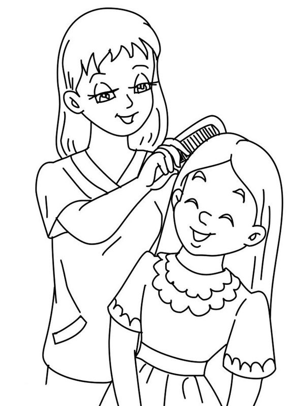 Haare kämmen Ausmalbild Haare kämmen Ausmalbild