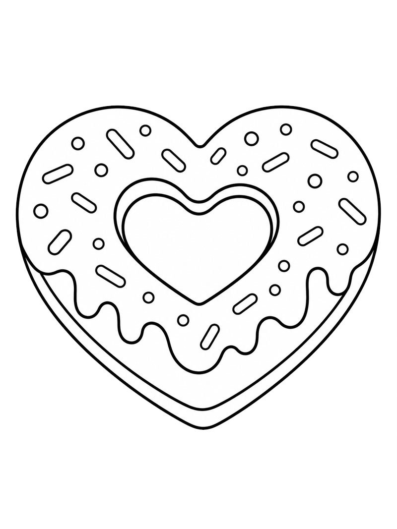Donut in Herzform Ausmalbild Donut in Herzform Ausmalbild