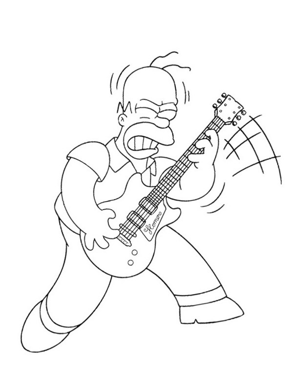 Homer Simpson spielt Gitarre Ausmalbild Homer Simpson spielt Gitarre Ausmalbild