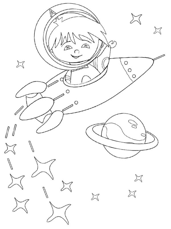 Junge im Weltraum Ausmalbild