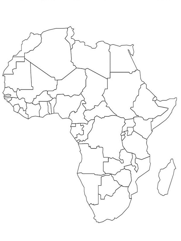Karte von Afrika Ausmalbild