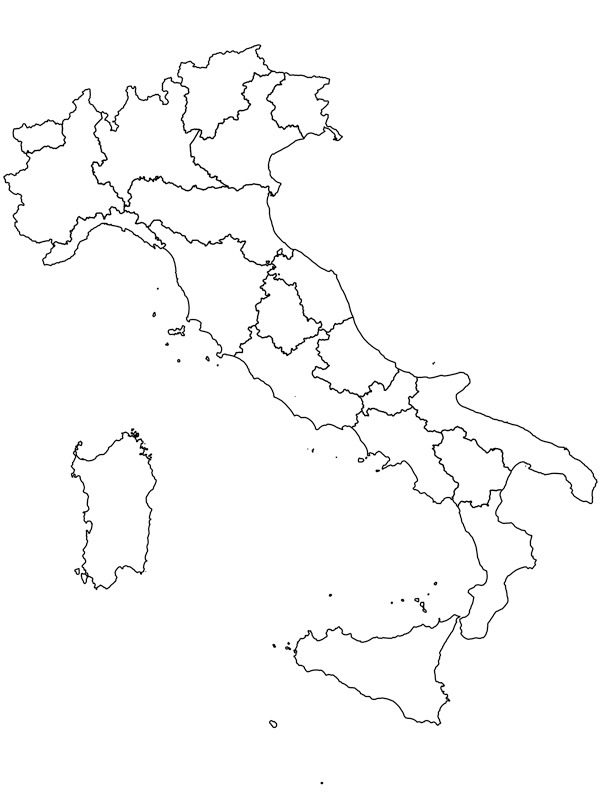 Karte von Italien Ausmalbild