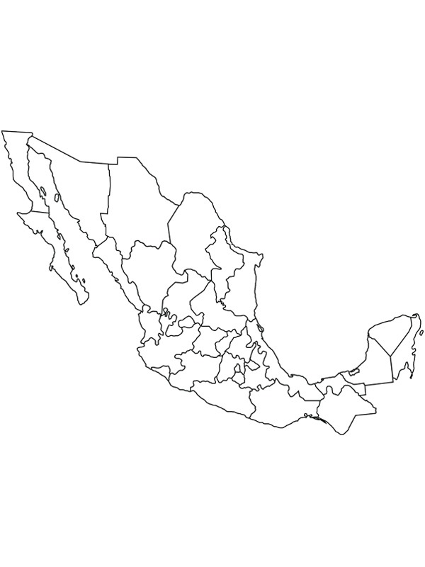 Karte von Mexiko Ausmalbild