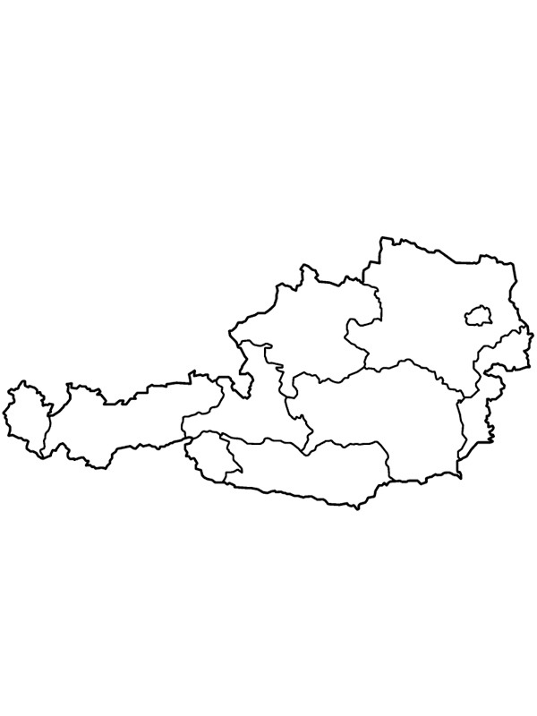 Karte von Österreich Ausmalbild