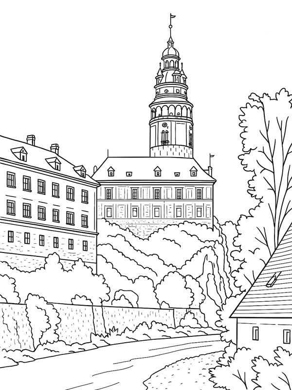 Schloss Český Krumlov Ausmalbild Schloss Český Krumlov Ausmalbild