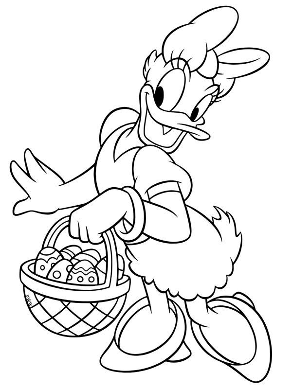 Daisy Duck mit Osterkorb Ausmalbild