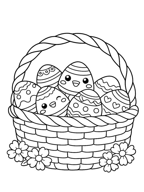 Kawaii Osterkorb Ausmalbild Kawaii Osterkorb Ausmalbild