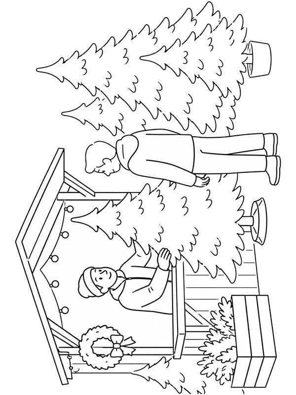 Weihnachtsbaumverkauf Ausmalbild Weihnachtsbaumverkauf Ausmalbild