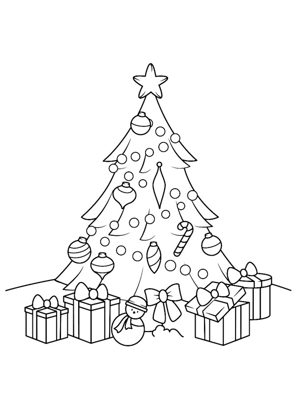 Weihnachtsbaum mit Geschenken Ausmalbild