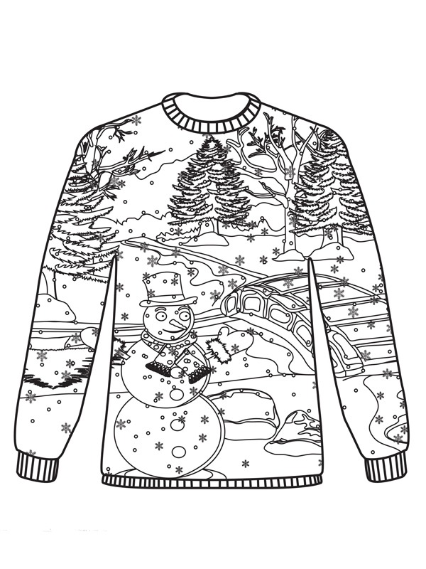 Weihnachtspulli Schneemann Ausmalbild Weihnachtspulli Schneemann Ausmalbild