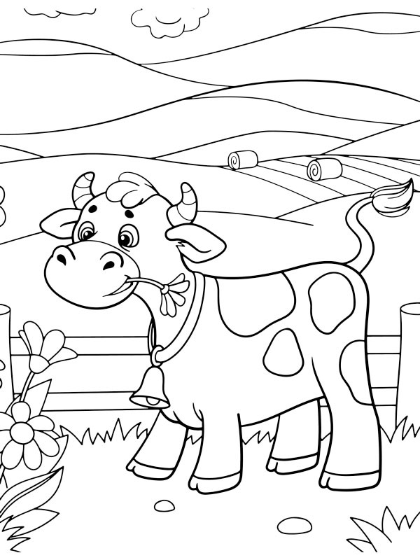 Kuh auf der Wiese Ausmalbild