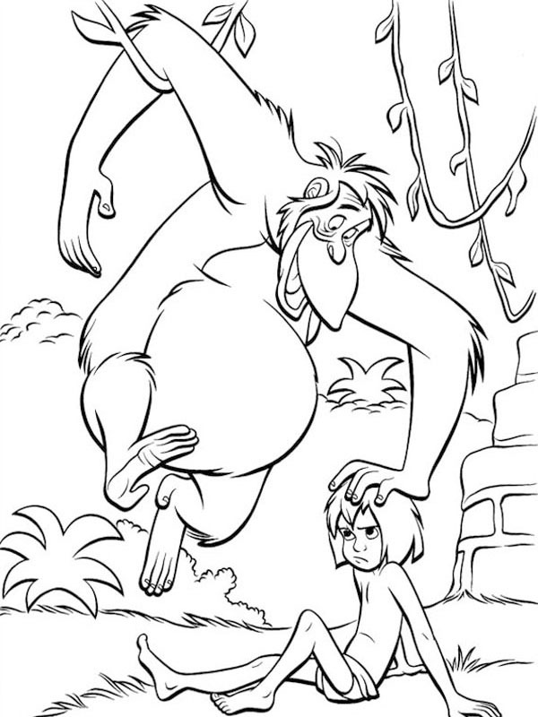 King Louie und Mowgli Ausmalbild