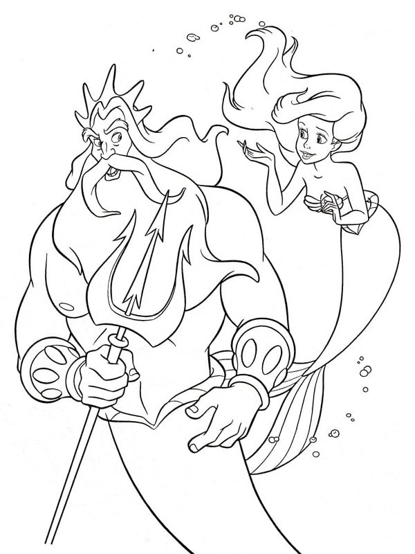 König Triton und Arielle Ausmalbild