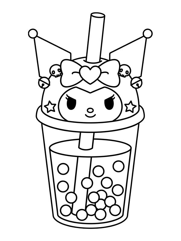 Kuromi Bubble tea Ausmalbild